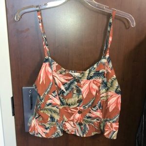Never worn button up printed cropped tank top
